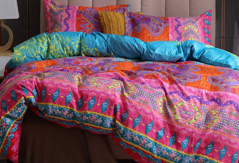 Bedding 3pcs Double Size Boho Mandala Quilt Cover Set