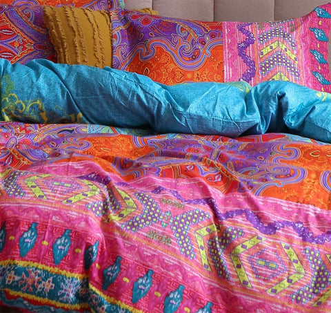 3pcs Double Size Boho Mandala Quilt Cover Set