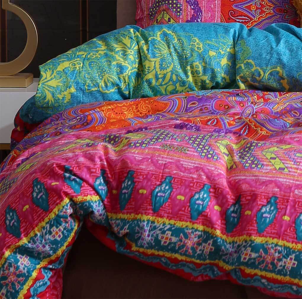 Bedding 3pcs Double Size Boho Mandala Quilt Cover Set