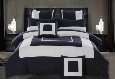 Bedding 3pcs Navy Blue King Size Quilt Cover Set