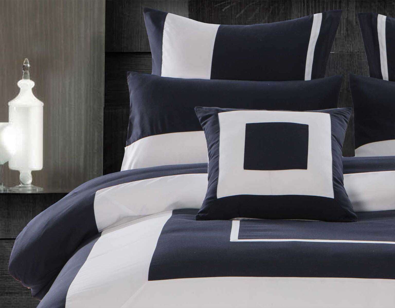 Bedding 3pcs Navy Blue King Size Quilt Cover Set