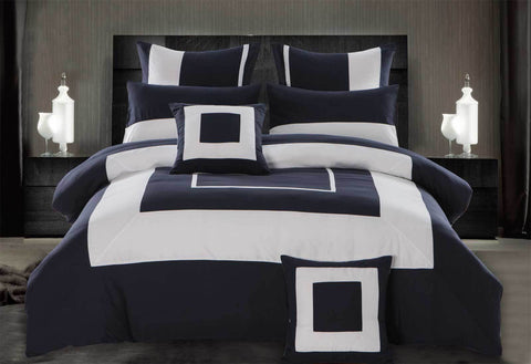 Bedding 3pcs Navy Blue Queen Size Quilt Cover Set