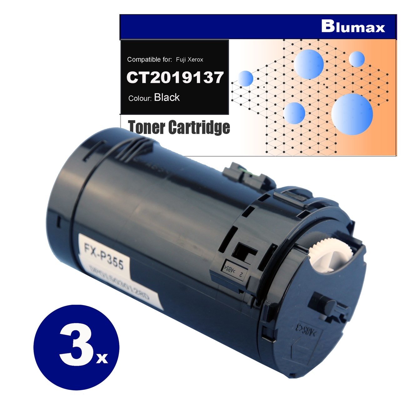 3x Blumax Alternative for Fuji Xerox CT201938/CT201938 (P355) Black Toner Cartridges