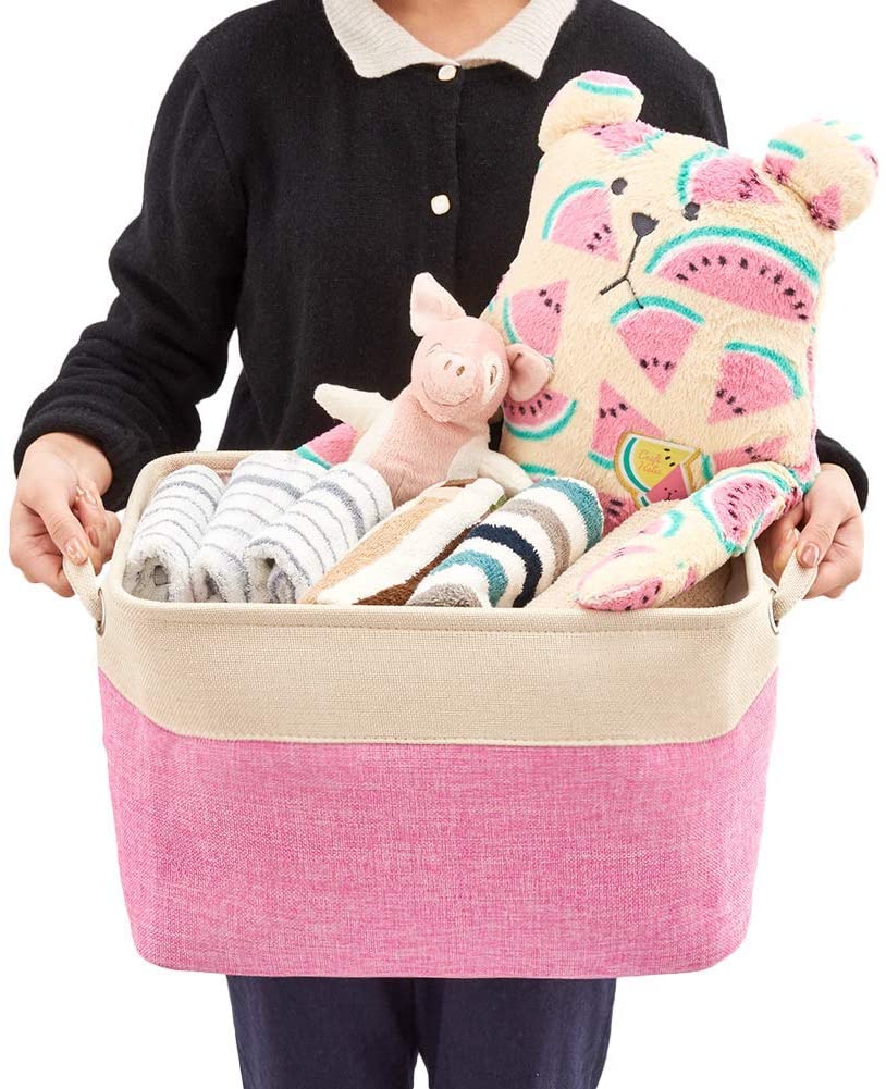 3x Foldable Fabric Basket Bin, Collapsible Storage Cube For Nursery, Office, Cube Organizers