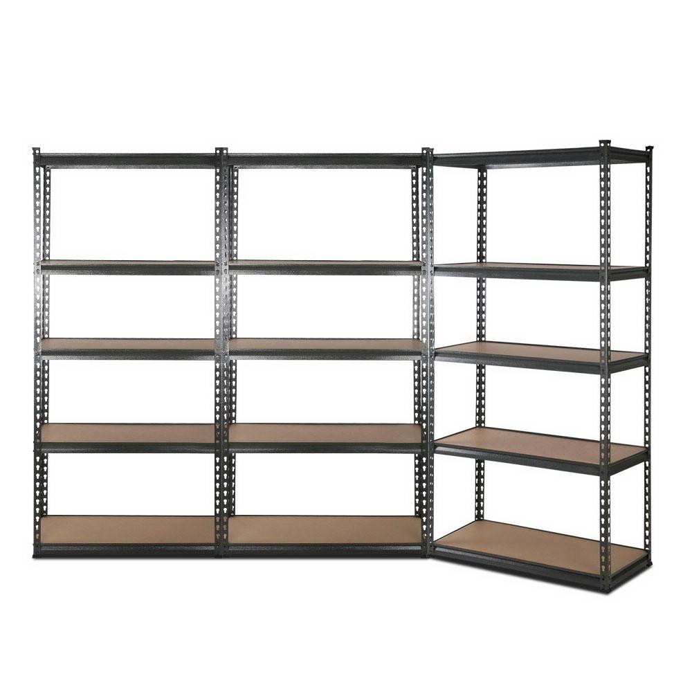 Storage 3x0.9M 5-Shelves Steel Warehouse Shelving Racking Garage Storage Rack Grey