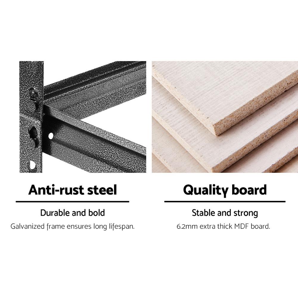 Storage 3x0.9M 5-Shelves Steel Warehouse Shelving Racking Garage Storage Rack Grey