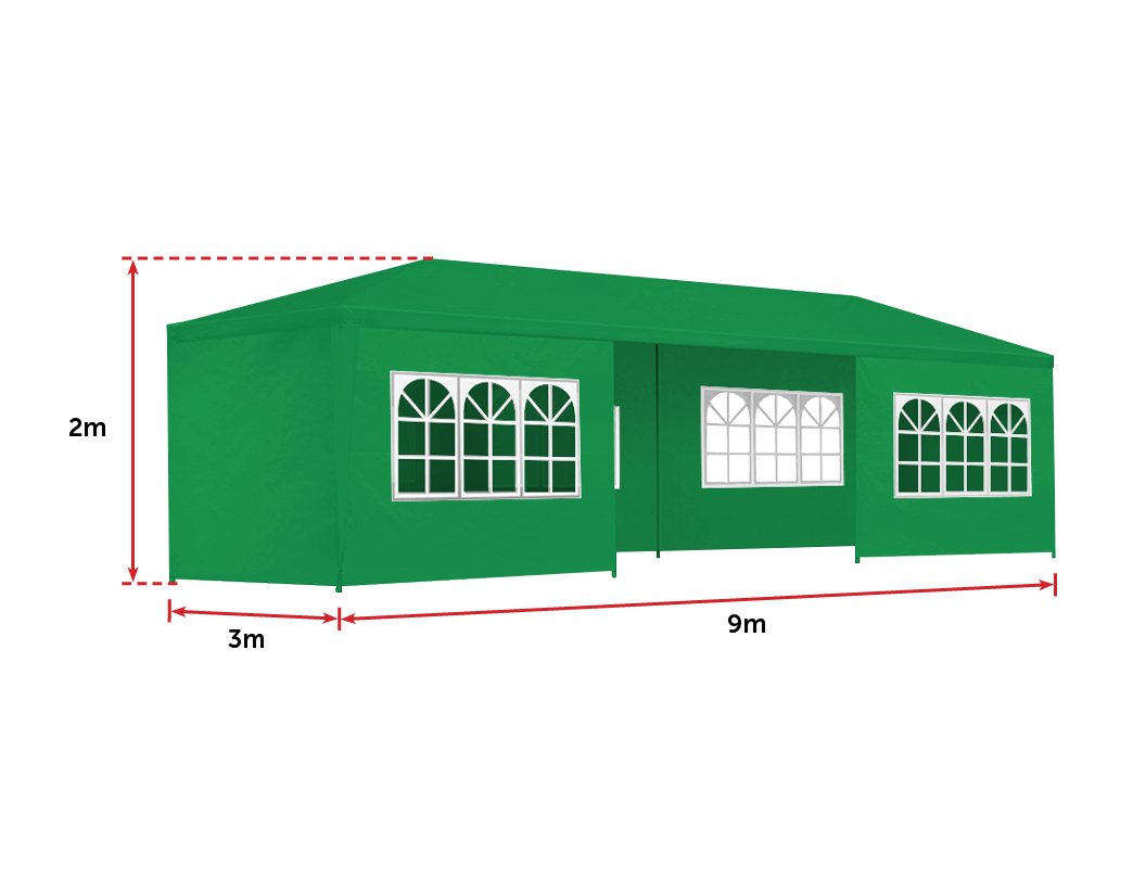 Shading 3x9m Wedding Outdoor Gazebo Marquee Tent Canopy Green