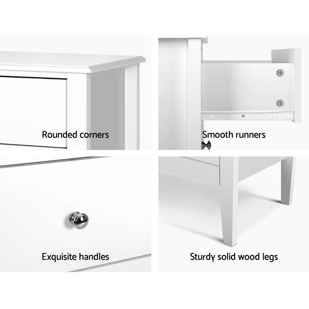 Bedroom 4 Chest of Drawers Tallboy Storage Cabinet Bedside Table Dresser White