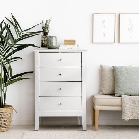 Bedroom 4 Chest of Drawers Tallboy Storage Cabinet Bedside Table Dresser White