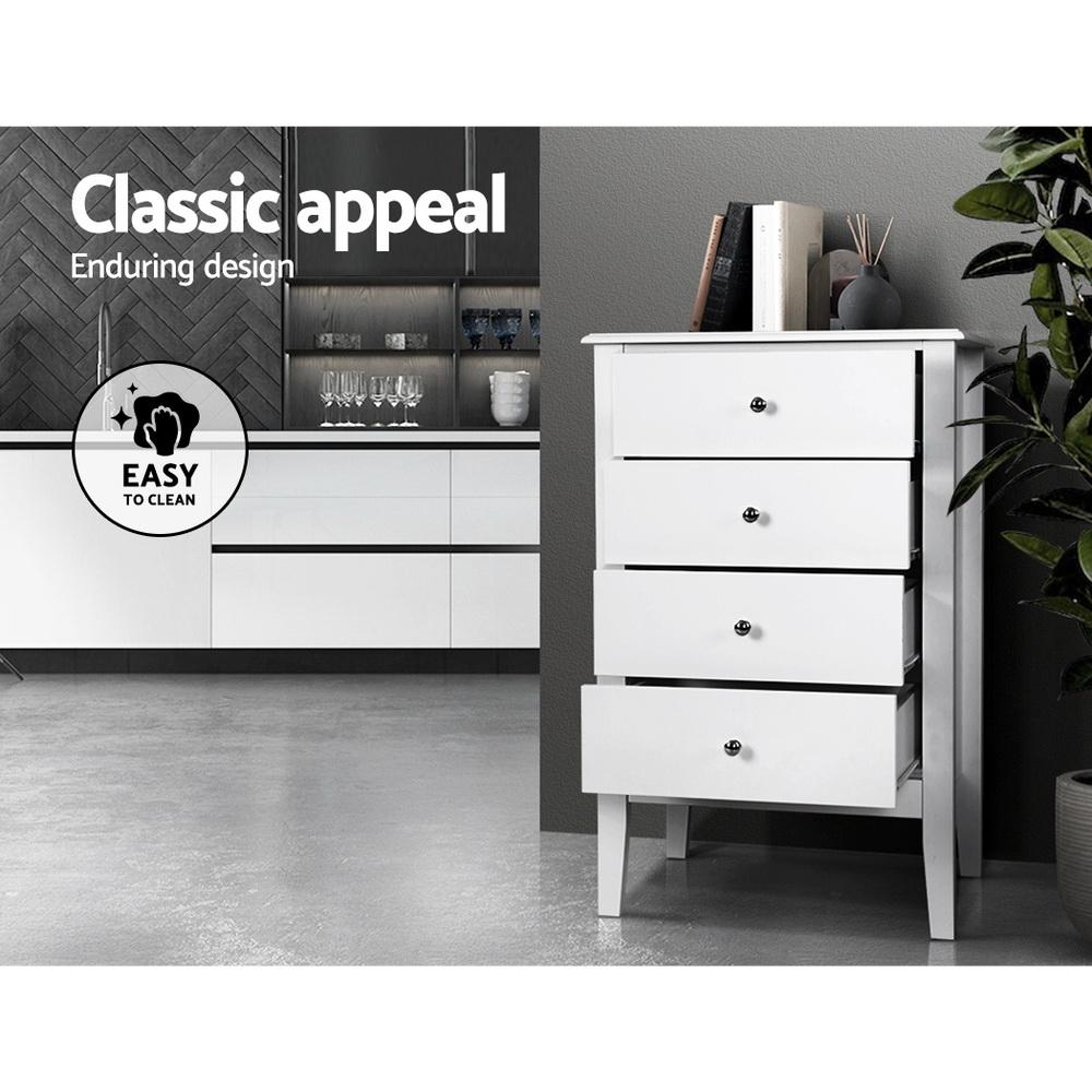 Bedroom 4 Chest of Drawers Tallboy Storage Cabinet Bedside Table Dresser White