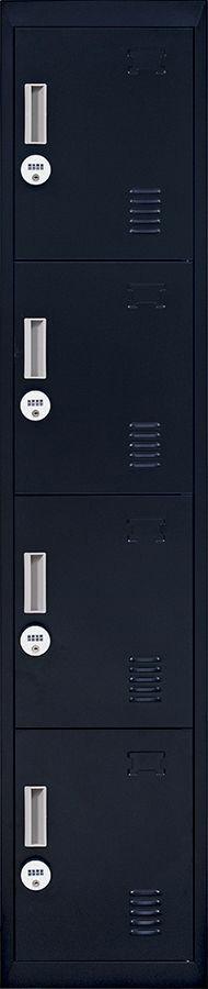 Storage 4-digit Combination Lock 4 Door Locker for Office Gym Black
