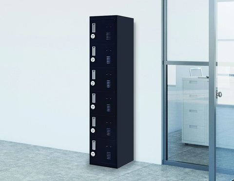 Storage 4-digit Combination Lock 6-Door Locker for Office Storage Black