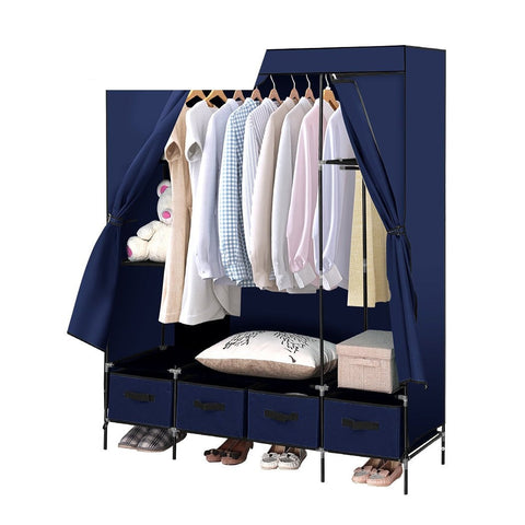 bedroom 4 Drawer Portable Wardrobe Navy Blue