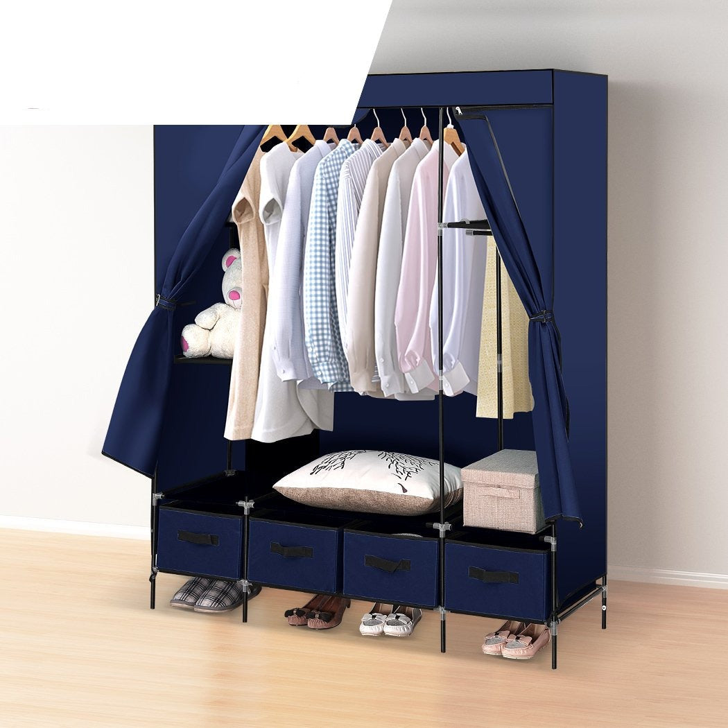 bedroom 4 Drawer Portable Wardrobe Navy Blue