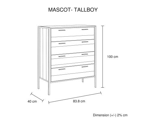 4 Drawers Tallboy Storage Cabinet Oak Colour