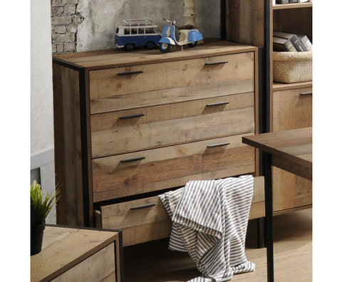 4 Drawers Tallboy Storage Cabinet Oak Colour