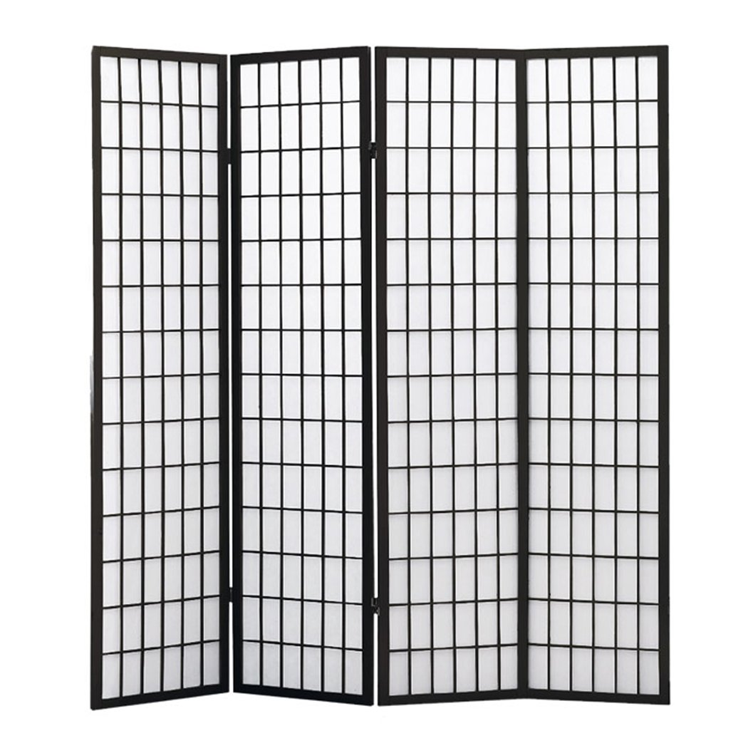living room 4 Panel Free Standing Foldable  Room Divider Privacy Screen Black Frame