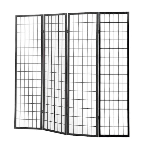 living room 4 Panel Free Standing Foldable  Room Divider Privacy Screen Black Frame