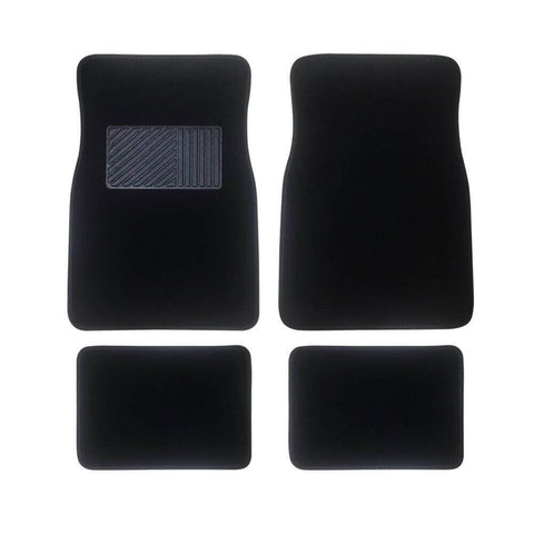 car & caravan suppli 4 Pcs Carpet Car Floor Mats Front Rear Charcoal Black Universal Fit Textile