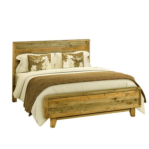 Furniture > Bedroom 4 Pieces Bedroom Suite Queen Size in Solid Wood Antique Design Light Brown Bed, Bedside Table & Tallboy