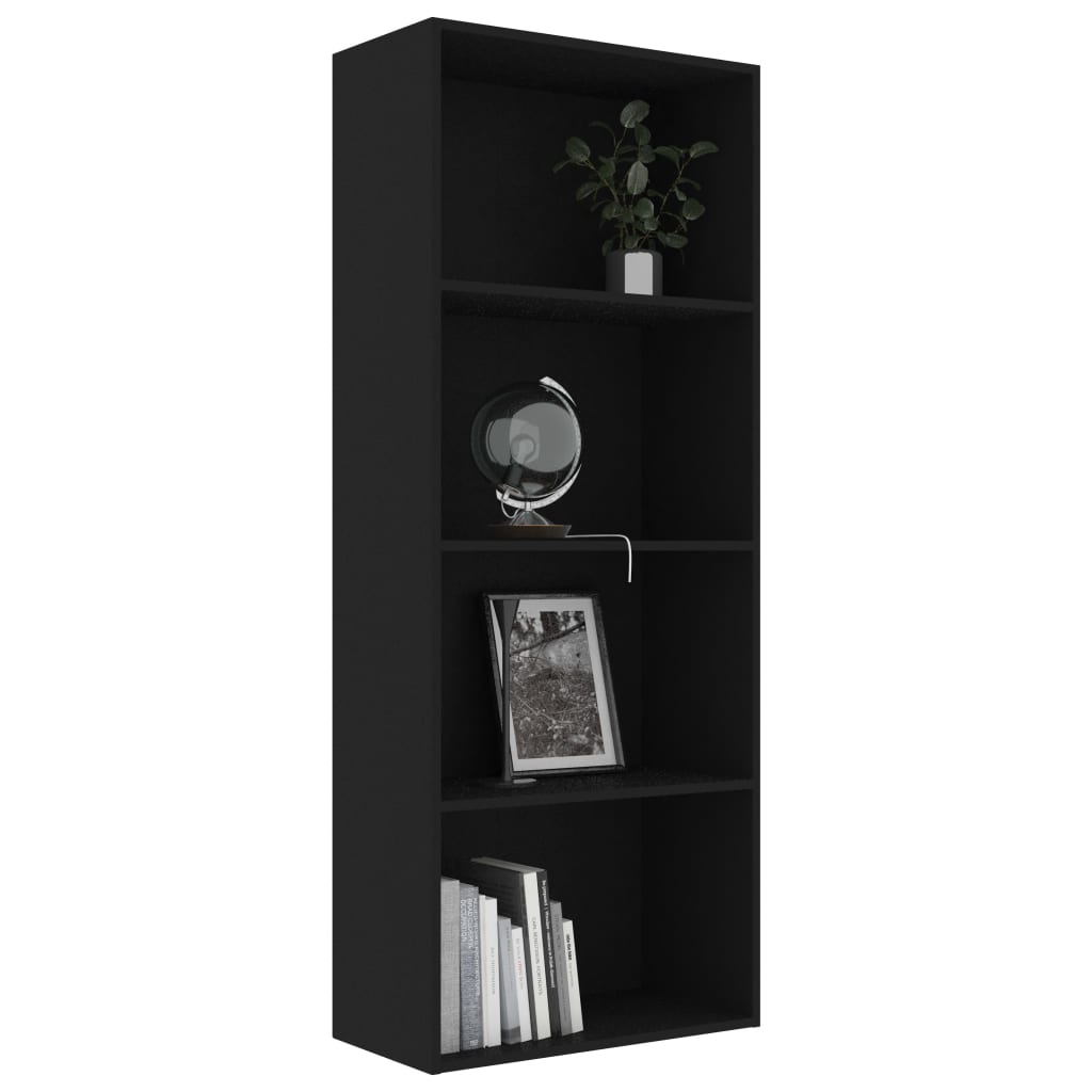 4-Tier Book Cabinet Black 60x30x151.5 cm Chipboard