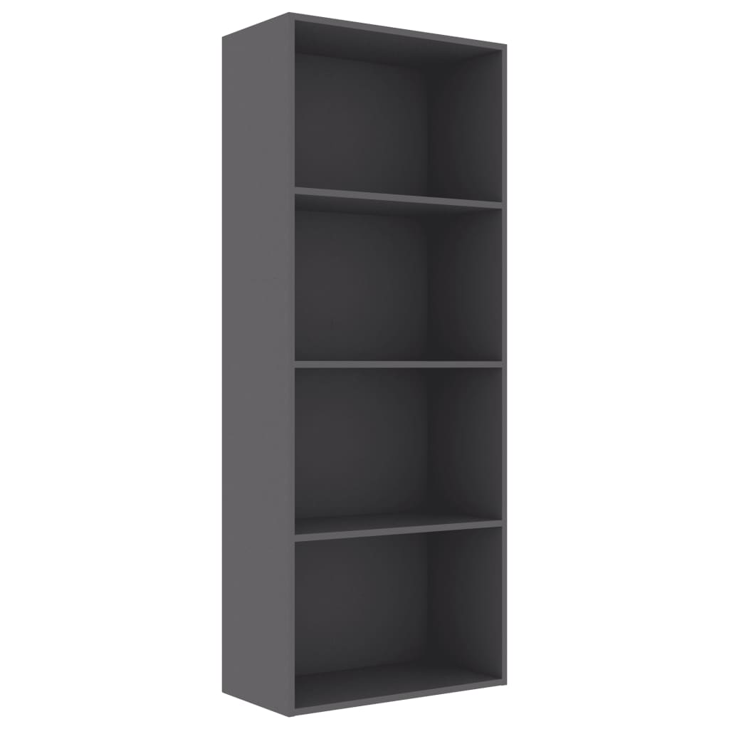 4-Tier Book Cabinet Grey 60x30x151.5 cm Chipboard