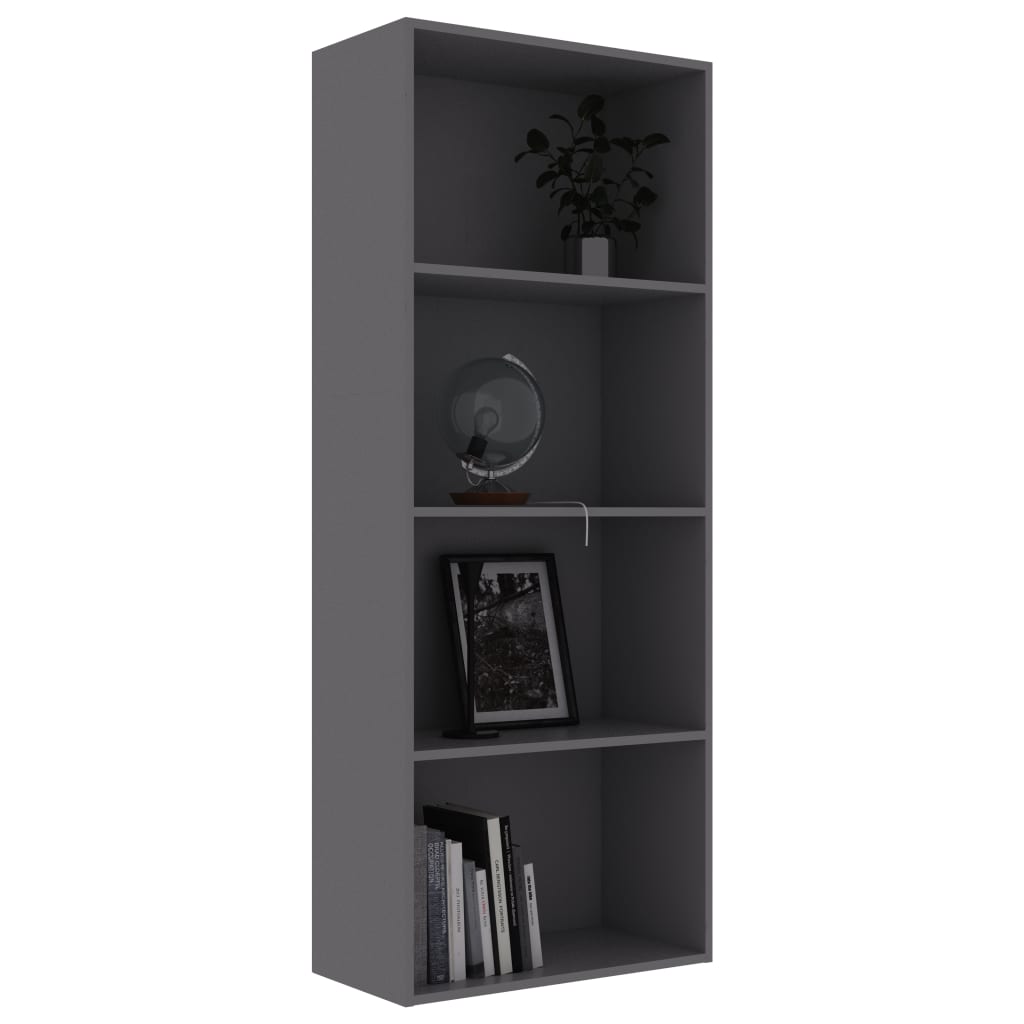 4-Tier Book Cabinet Grey 60x30x151.5 cm Chipboard