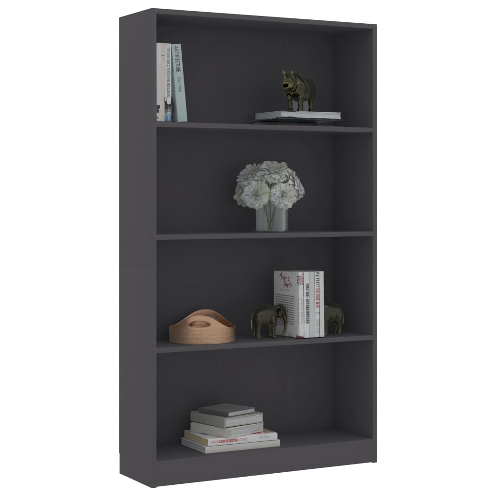 4-Tier Book Cabinet Grey 80x24x142 cm Chipboard
