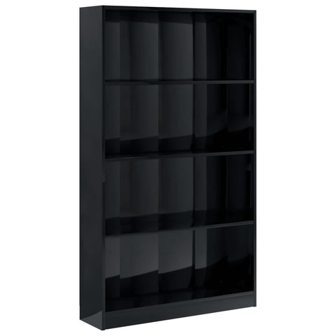 4-Tier Book Cabinet High Gloss Black, Chipboard