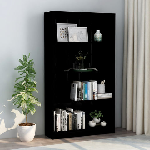 4-Tier Book Cabinet High Gloss Black 80x24x142 cm Chipboard