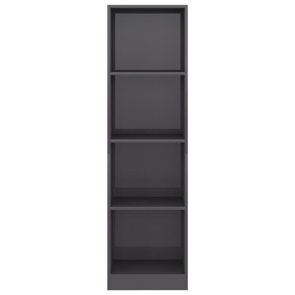 4-Tier Book Cabinet High Gloss Grey 40x24x142 cm Chipboard
