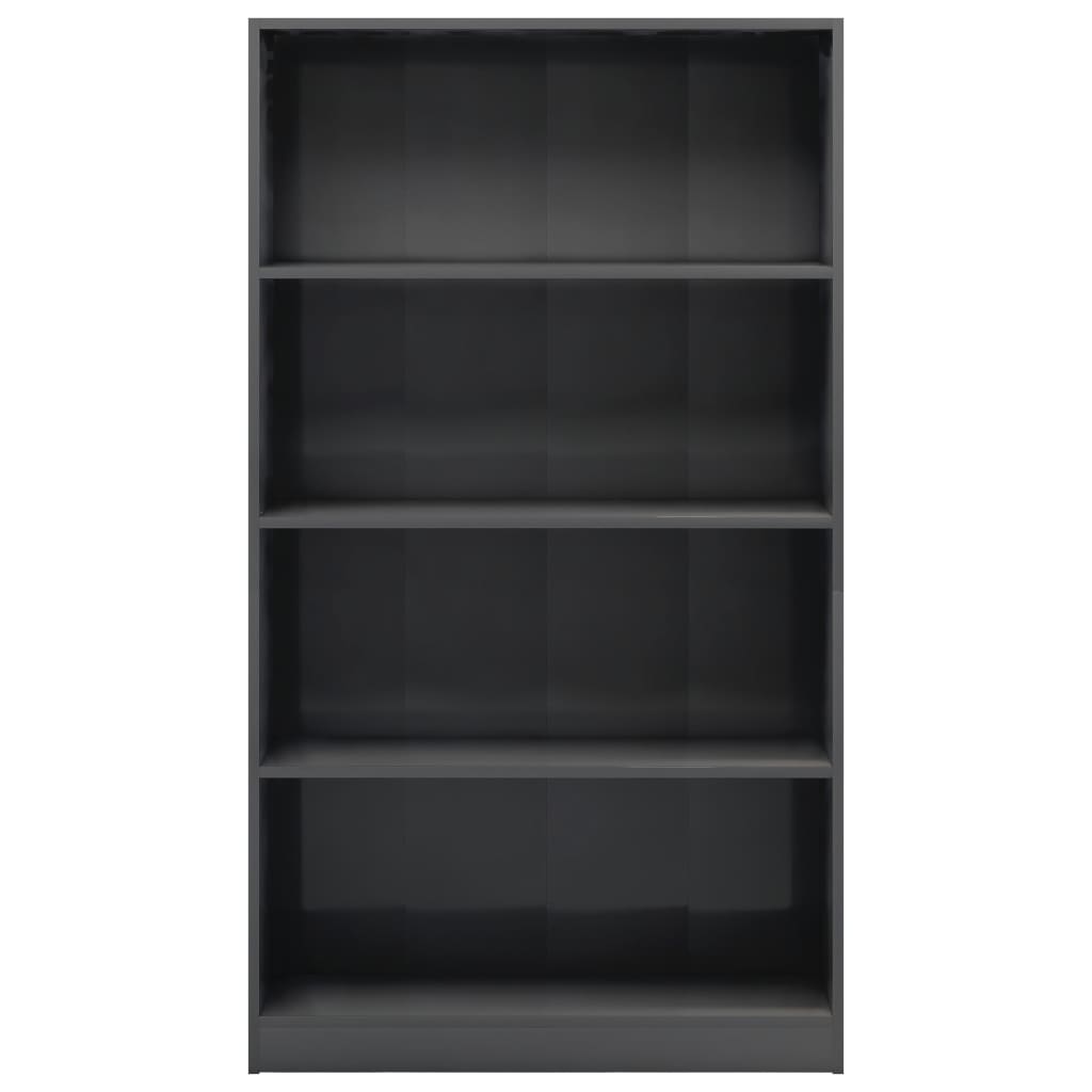 4-Tier Book Cabinet High Gloss Grey 80x24x142 cm Chipboard