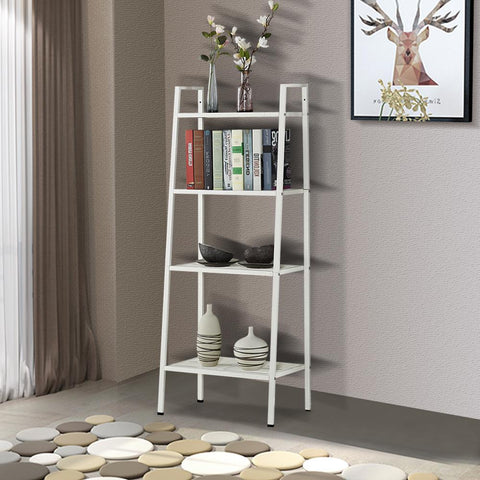 Living Room 4 Tier Ladder Shelf Book Storage Display White