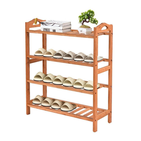 4 Tiers Shoe Rack Organizer Wooden Shelf