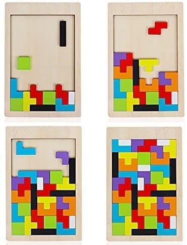 40 Pieces Wooden Blocks Puzzle Brain Teasers For Kids Montessori Model