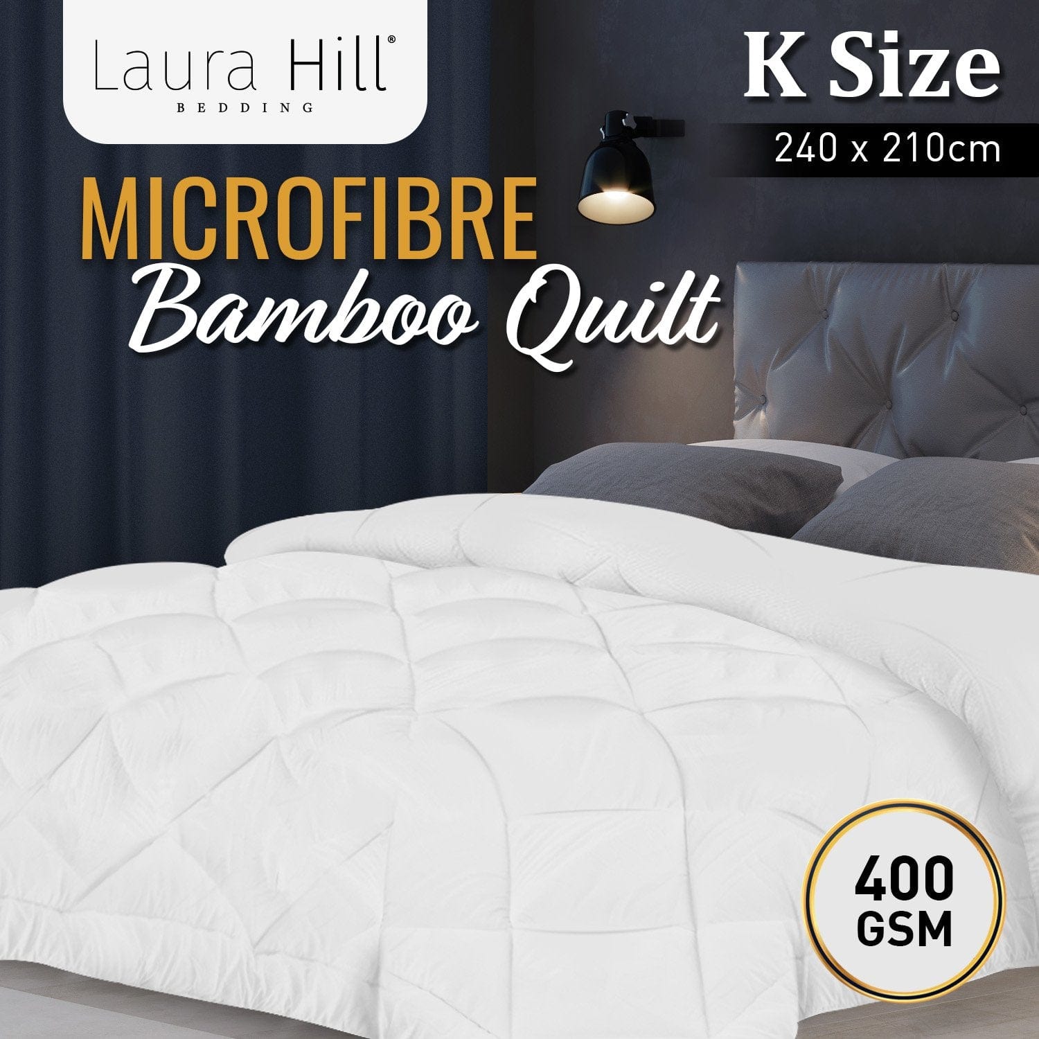 400GSM Microfibre Bamboo Quilt Comforter Doona - King/Queen