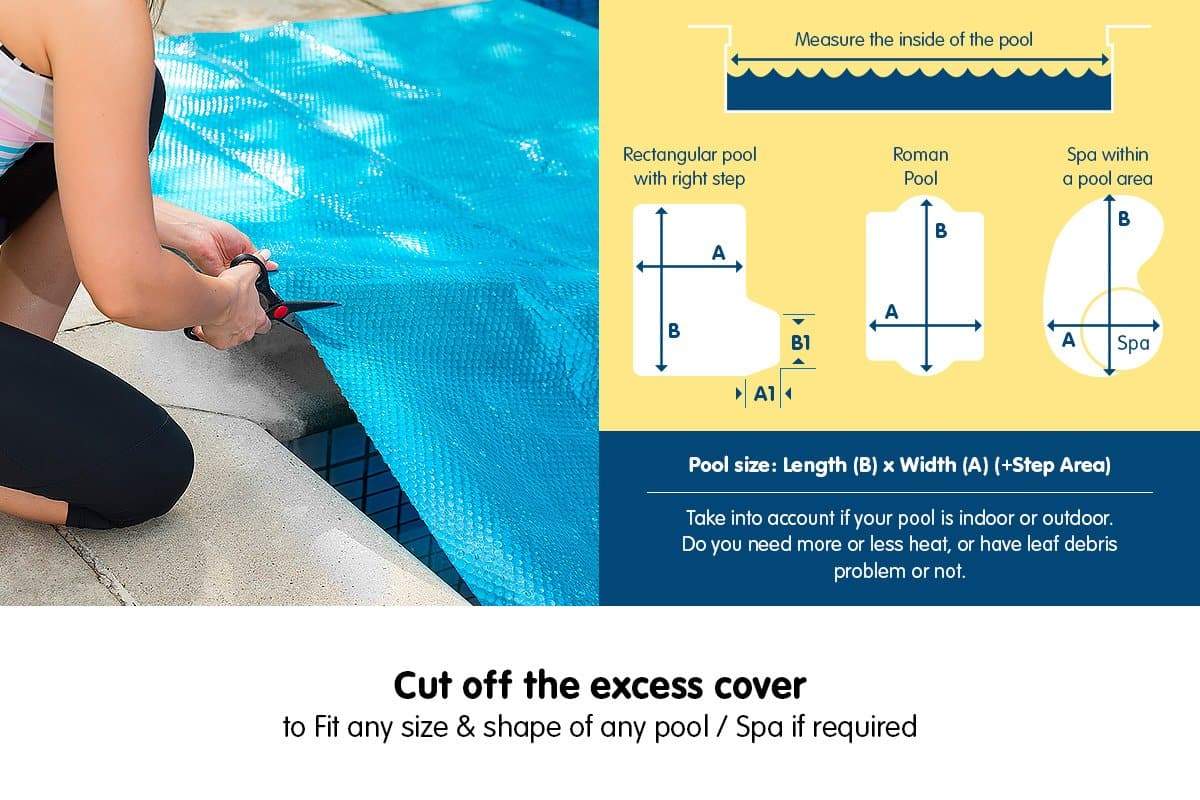 400micron Swimming Pool Roller Cover Combo - Silver/Blue - 6.5m x 3m