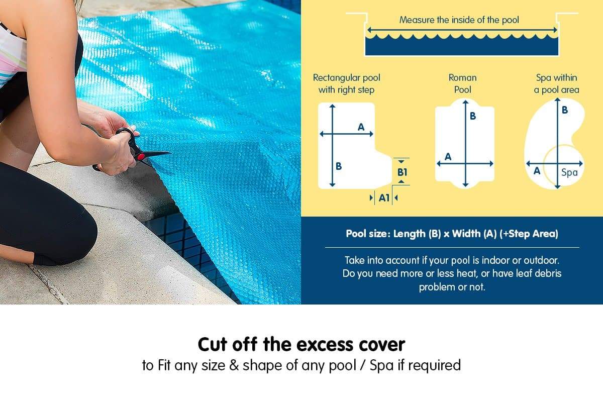 400micron Swimming Pool Roller Cover Combo - Silver/Blue - 9.5m x 5m