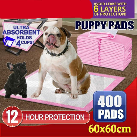 400pc 60x60cm Puppy Pet Dog Indoor Cat Toilet Training Pads Absorbent Pink