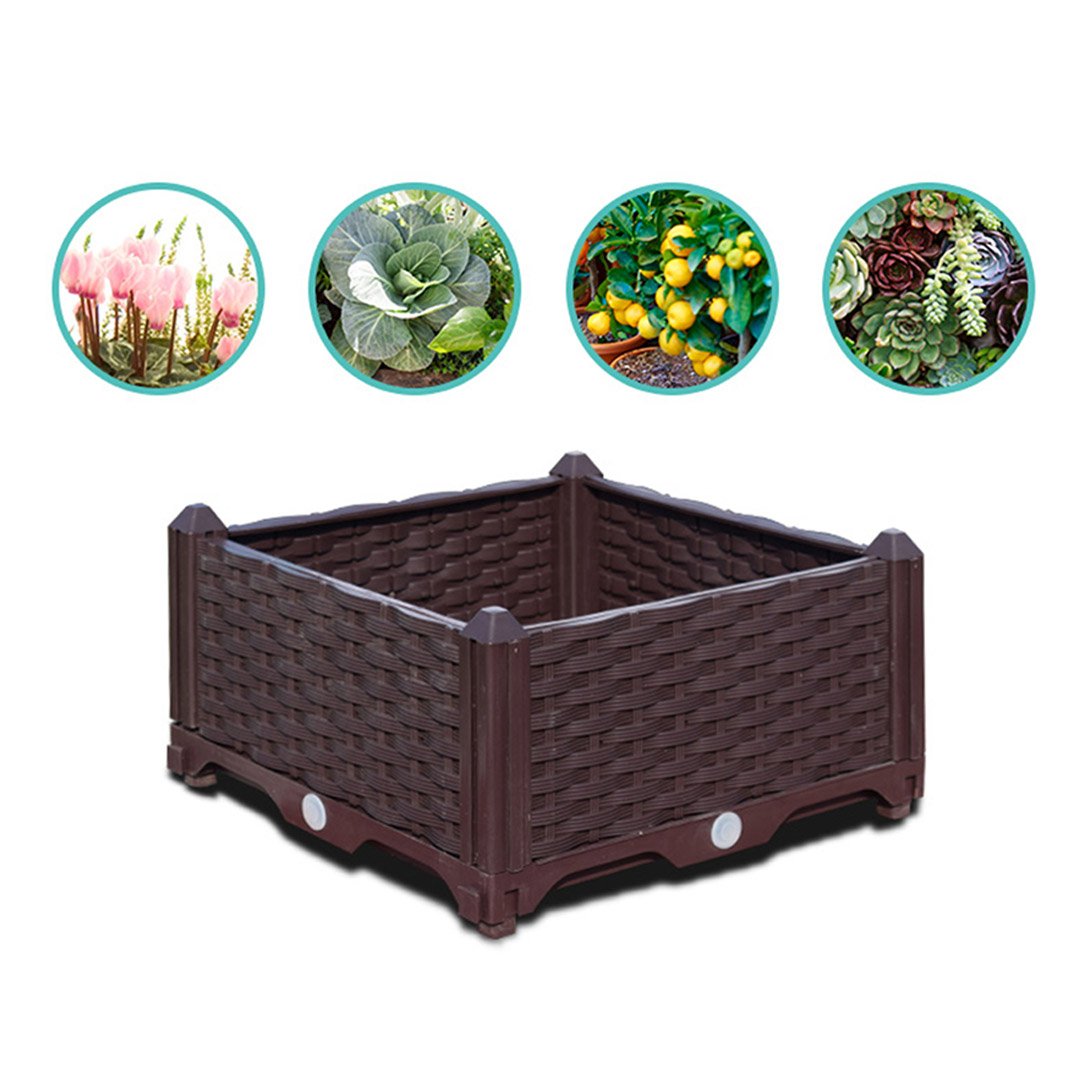 Pots, Planters & Container Accessories 40cm Square Raised Planter Box Vegetable Herb Flower Outdoor Plastic Plants Garden Bed with Legs