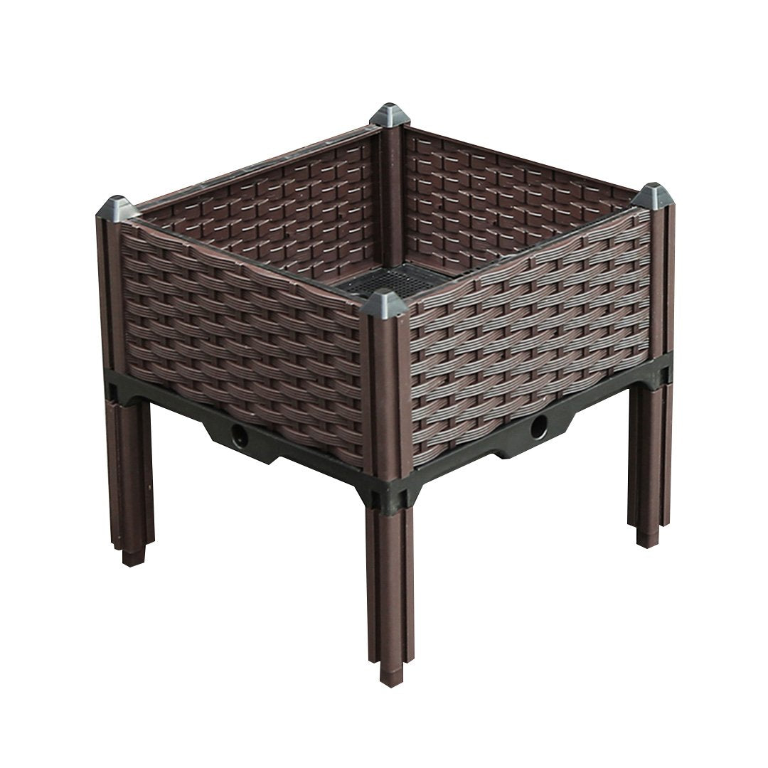 Pots, Planters & Container Accessories 40cm Square Raised Planter Box Vegetable Herb Flower Outdoor Plastic Plants Garden Bed with Legs