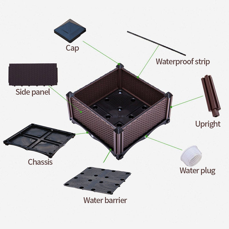 Pots, Planters & Container Accessories 40cm Square Raised Planter Box Vegetable Herb Flower Outdoor Plastic Plants Garden Bed with Legs