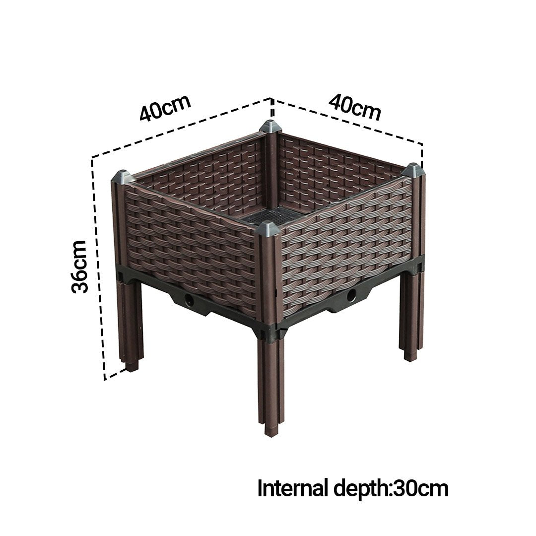 Pots, Planters & Container Accessories 40cm Square Raised Planter Box Vegetable Herb Flower Outdoor Plastic Plants Garden Bed with Legs