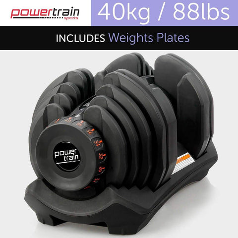 40kg Powertrain Home Gym Adjustable Dumbbell