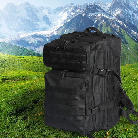 45L Waterproof Backpack Military Hiking Camping Rucksack Outdoor Black