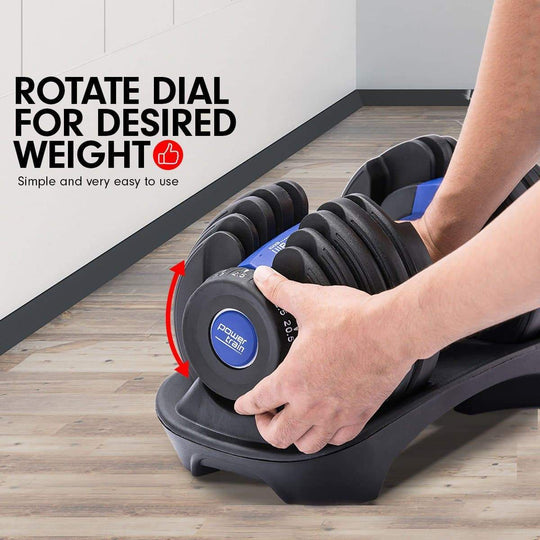 48kg Powertrain Adjustable Dumbbell Home Gym Set Blue | Blue colour