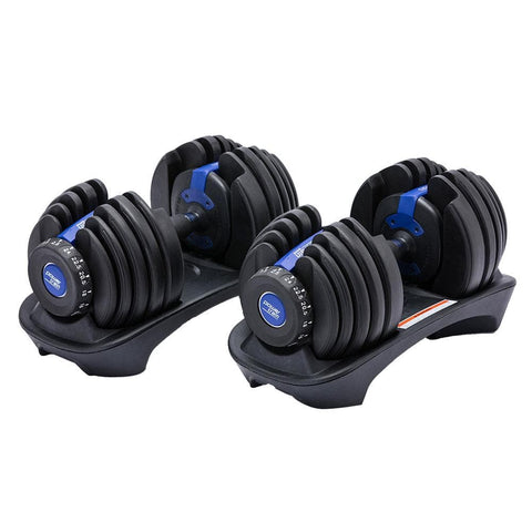 48kg Powertrain Adjustable Dumbbell Home Gym Set Blue