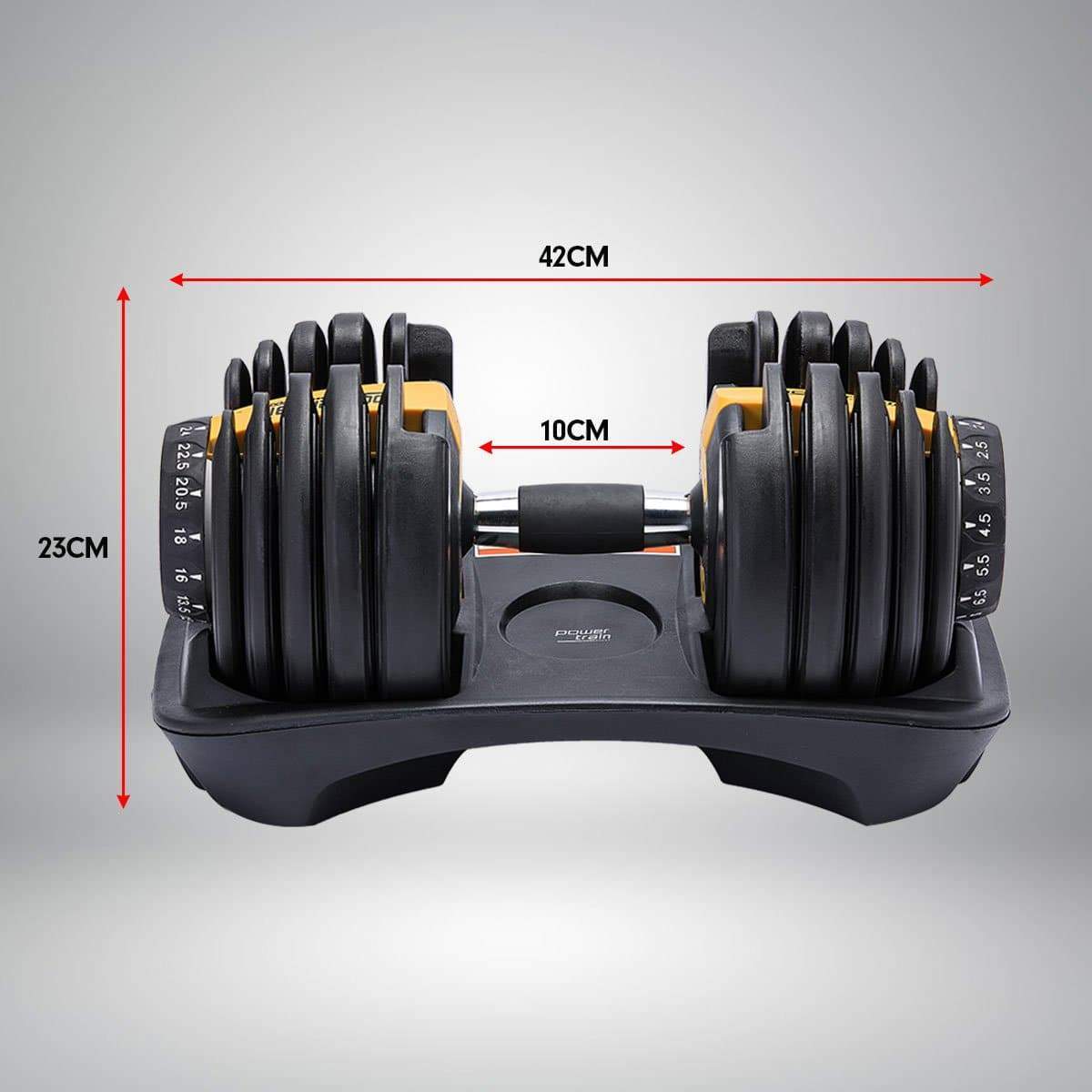 48kg Powertrain Adjustable Dumbbell Home Gym Set Gold