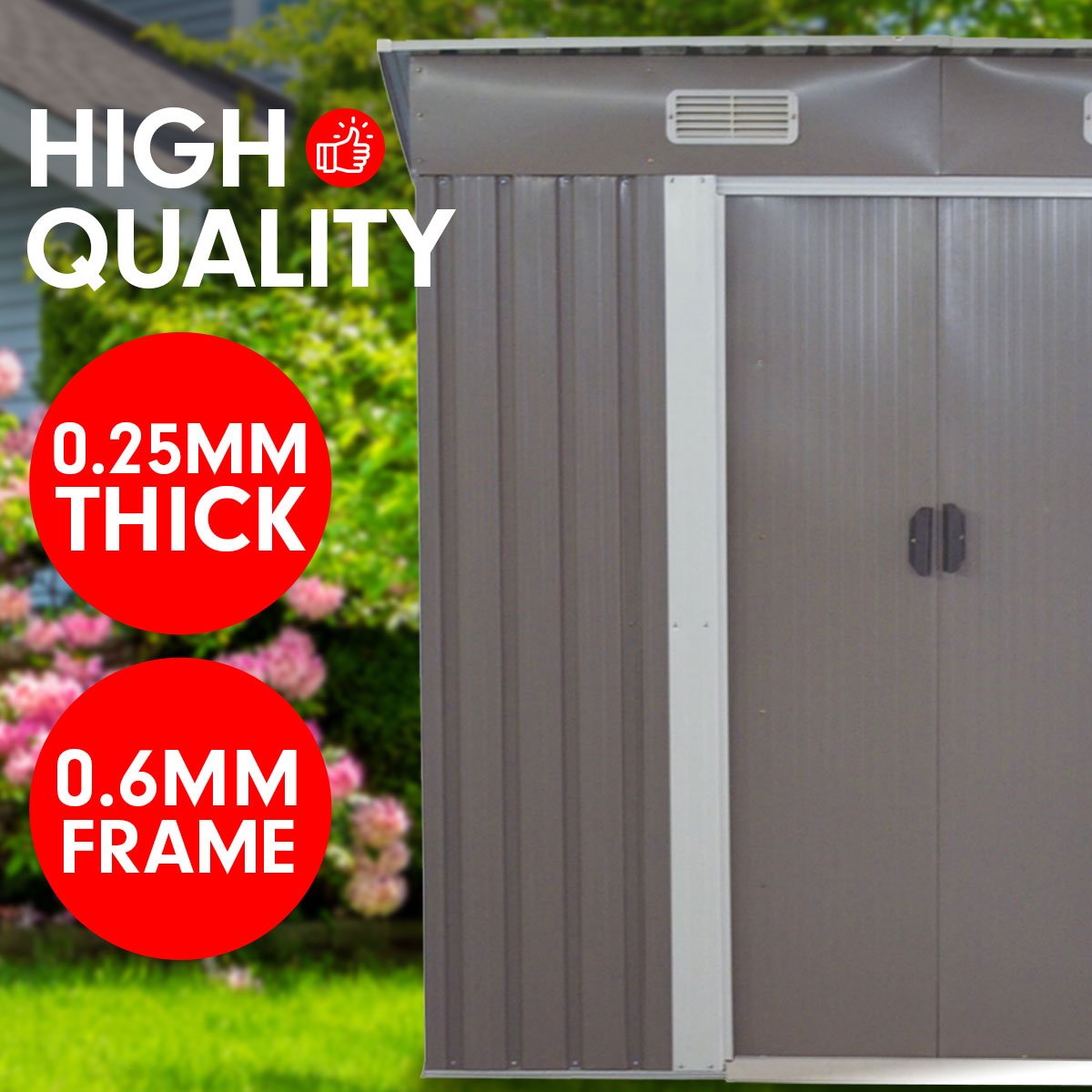 outdoor living 4ft x 6ft Garden Shed with Base Flat Roof Outdoor Storage - Grey