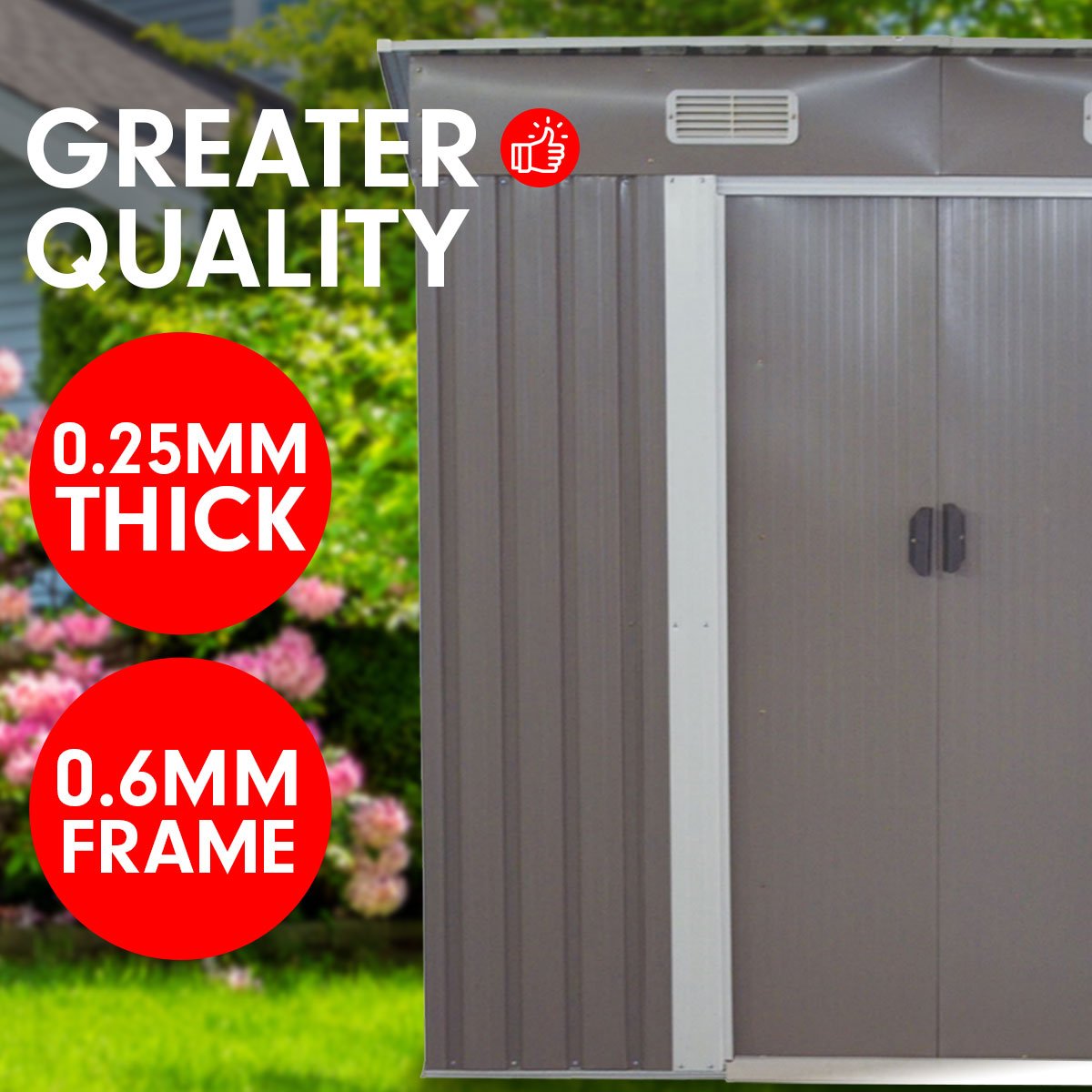 outdoor living 4ft x 8ft Garden Shed Flat Roof Outdoor Storage - Grey